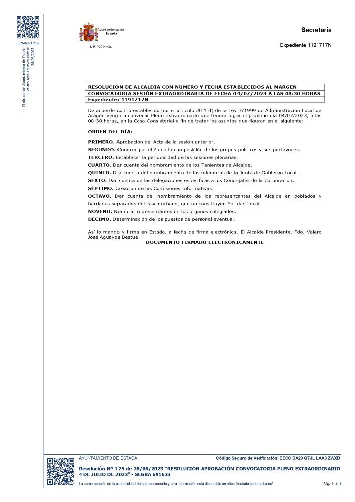 Imagen CONVOCATORIA SESIÓN EXTRAORDINARIA DE FECHA 04 DE JULIO DE 2023 A LAS 08:30 HORAS.