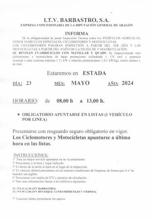 Imagen INSPECCIÓN TÉCNICA VEHÍCULOS AGRÍCOLAS EN ESTADA